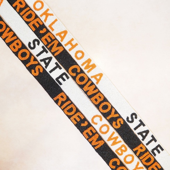 Beaded Ride ‘Em Cowboys Purse Strap Black OSU - Picture 3 of 3